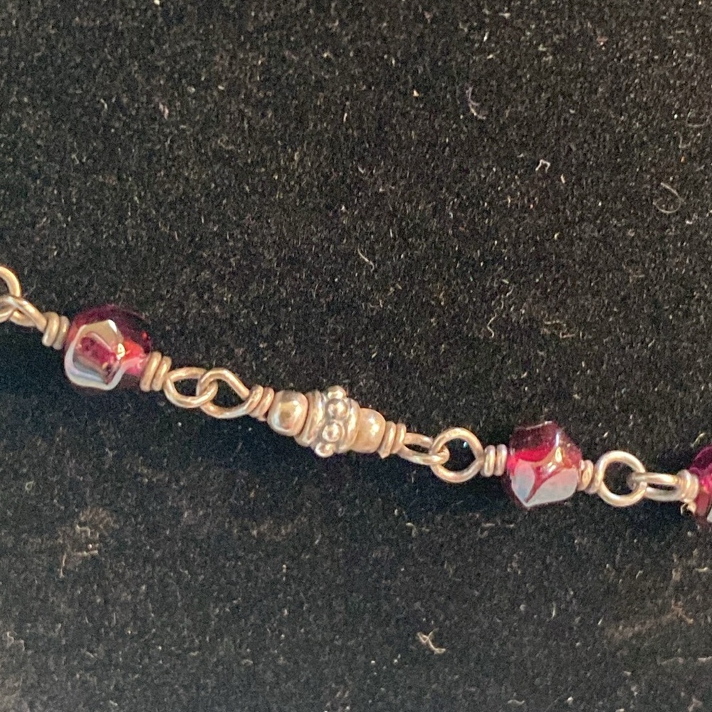 SILPADA Retired Faceted Red GARNET Beaded Sterling Silver Necklace N1053 - Picture 8 of 13